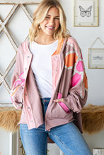 Load image into Gallery viewer, Oli &amp; Hali Washed Daisy Patch Button Up Jacket in Mauve ON ORDER Shirts &amp; Tops Oli &amp; Hali   
