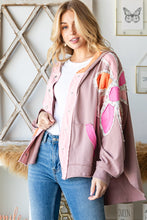 Load image into Gallery viewer, Oli &amp; Hali Washed Daisy Patch Button Up Jacket in Mauve ON ORDER Shirts &amp; Tops Oli &amp; Hali   
