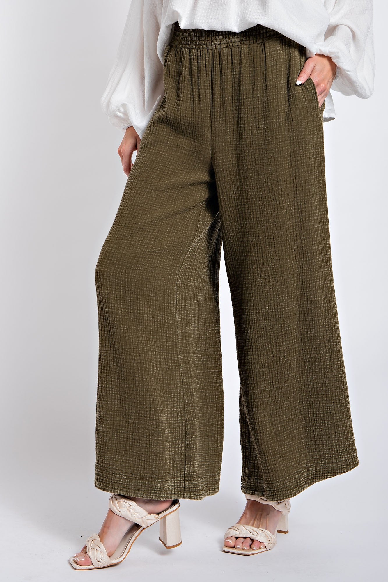 Easel Cotton Gauze Pants in Olive – June Adel