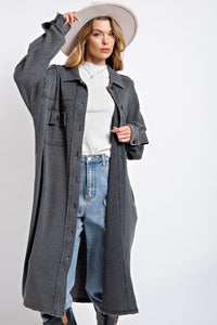 Easel Thermal Button Down Shirt Jacket or Dress in Ash ON ORDER ESTIMATED ARRIVAL NOVEMBER Dress Easel   