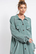 Load image into Gallery viewer, Easel Thermal Button Down Shirt Jacket or Dress in Aloe Vera Dress Easel   
