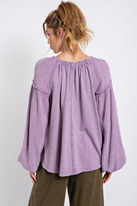 Easel Cotton Mineral Washed Top in Lilac Shirts & Tops Easel   