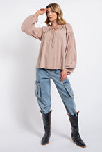 Load image into Gallery viewer, Easel Cotton Mineral Washed Top in Light Mocha Shirts &amp; Tops Easel   
