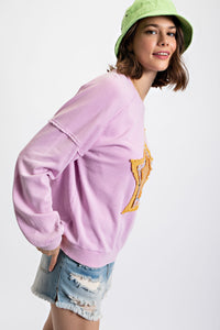Easel Star Patch Pullover Top in Lilac Pink Shirts & Tops Easel   