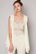 Load image into Gallery viewer, POL Open Front Sleeveless Cardigan with Pearls in Cream Cardigan POL Clothing   
