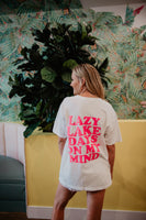 Katydid Lazy Lake Days On My Mind Tee in Pure White Graphic Tees Katydid   