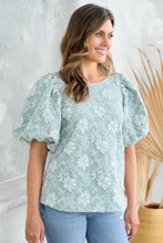 Load image into Gallery viewer, Hailey &amp; Co Textured Floral Print Top in Sage
