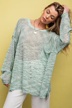 Load image into Gallery viewer, Easel Multi Color Light Weight Sweater in Sage Top Easel   
