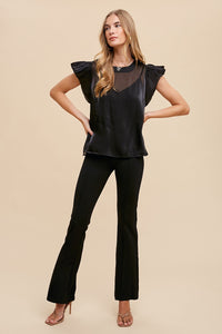AnnieWear Glitter Shiny Top and Tank in Black Shirts & Tops AnnieWear   