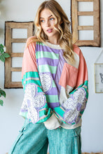 Load image into Gallery viewer, Oli &amp; Hali Daisy Patched Mixed Fabric Top in Lavender Top Oli &amp; Hali   
