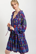Load image into Gallery viewer, Easel Floral Printed Gauze Dress in Blueberry Dresses Easel   

