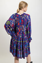 Load image into Gallery viewer, Easel Floral Printed Gauze Dress in Blueberry Dresses Easel   
