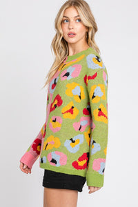 Sewn+Seen Animal Print Sweater in Pink/Green Shirts & Tops Sewn+Seen   