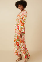 Load image into Gallery viewer, Hayden Satin Floral Print Tiered Maxi Dress in Ivory
