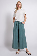 Load image into Gallery viewer, Easel Washed Terry Knit Wide Leg Pants in Teal Green  Easel   
