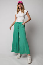 Load image into Gallery viewer, Easel Washed Terry Knit Wide Leg Pants in Evergreen ON ORDER ESTIMATED ARRIVAL LATE OCTOBER Pants Easel   
