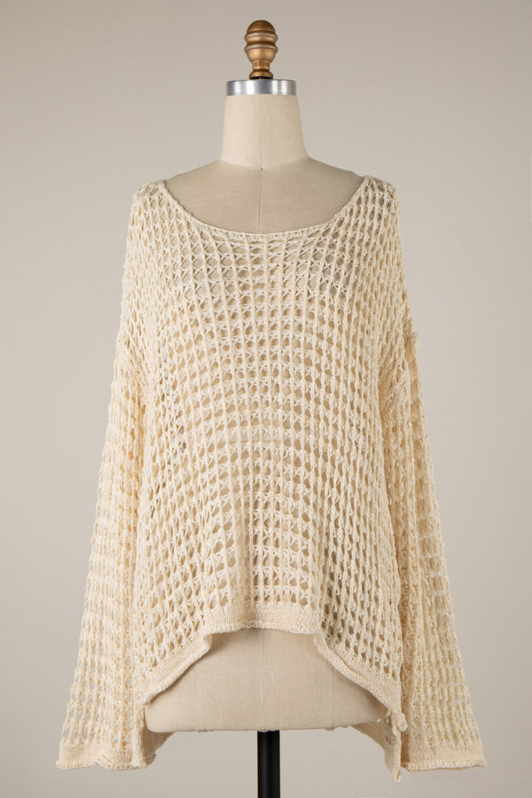 Miracle Beach Cover Up Lightweight Sweater Top in Beige  Miracle   