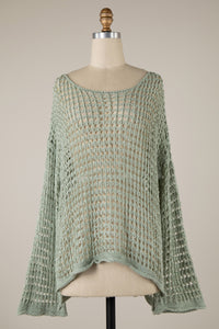Miracle Beach Cover Up Lightweight Sweater Top in Sage  Miracle   