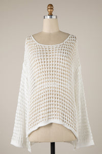Miracle Beach Cover Up Lightweight Sweater Top in Ivory  Miracle   