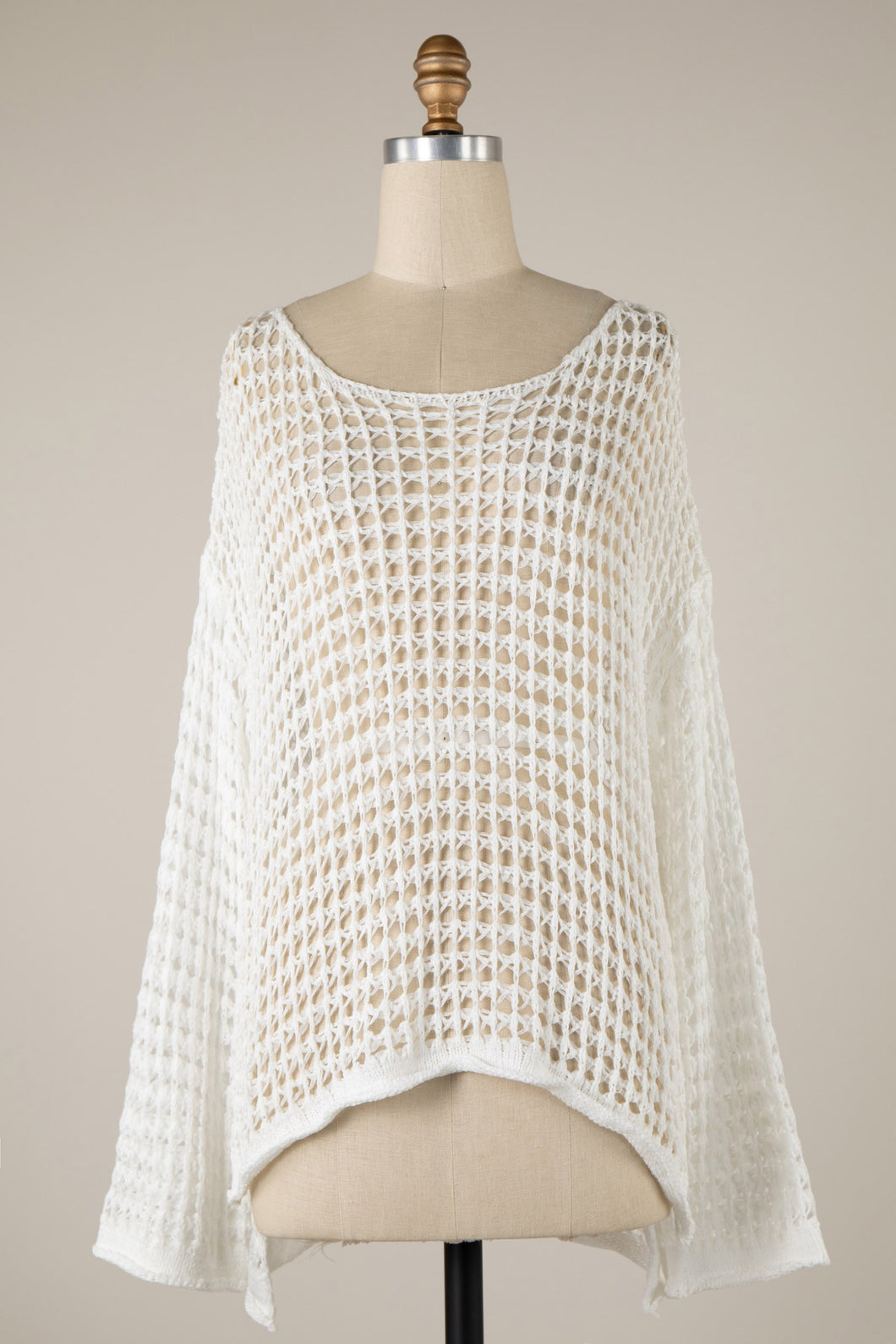 Miracle Beach Cover Up Lightweight Sweater Top in Ivory  Miracle   