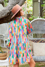 Load image into Gallery viewer, Peach Love Multicolor Brushed Print Poplin Dress in Rainbow Multi Dresses Peach Love California   
