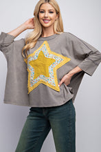 Load image into Gallery viewer, Easel Mineral Washed Star Patched Top in Ash Shirts &amp; Tops Easel   
