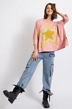 Load image into Gallery viewer, Easel Mineral Washed Star Patched Top in Peach Coral Shirts &amp; Tops Easel   
