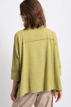 Load image into Gallery viewer, Easel Mineral Washed Star Patched Top in Matcha Latte Shirts &amp; Tops Easel   
