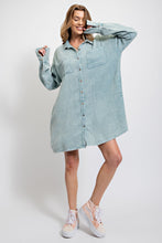 Load image into Gallery viewer, Easel Cotton Gauze Mineral Washed Shirt Dress in Cloud Blue Dress Easel   
