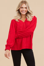 Load image into Gallery viewer, Jodifl Solid Color Striped Textured Top in Red Shirts &amp; Tops Jodifl   
