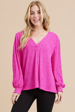 Load image into Gallery viewer, Jodifl Solid Color Striped Textured Top in Fuchsia Shirts &amp; Tops Jodifl   
