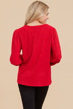 Load image into Gallery viewer, Jodifl Solid Color Striped Textured Top in Red Shirts &amp; Tops Jodifl   
