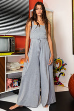 Load image into Gallery viewer, BucketList Jersey Knit Wide Leg Jumpsuit in Heather Grey Jumpsuit Bucketlist   
