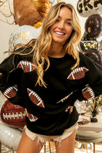 Load image into Gallery viewer, BiBi Loose Fit Sequin Patch Football Top in Black
