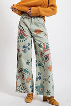 Load image into Gallery viewer, Easel Printed Twill Wide Leg Pants in Sage Pants Easel   
