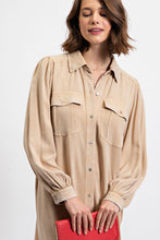Load image into Gallery viewer, Easel Button Down Shirt Dress in Khaki Dresses Easel   

