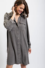 Load image into Gallery viewer, Easel Button Down Shirt Dress in Light Ash Dresses Easel   
