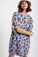 Load image into Gallery viewer, Easel Leopard Animal Print T-Shirt Dress in Peri Blue Dress Easel   
