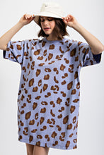 Load image into Gallery viewer, Easel Leopard Animal Print T-Shirt Dress in Peri Blue Dress Easel   
