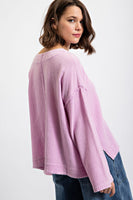 Easel Long Sleeve Cotton Gauze Top in Lilac Pink Shirts & Tops Easel   
