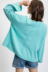 Easel Long Sleeve Cotton Gauze Top in Seafoam Shirts & Tops Easel   
