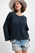 Load image into Gallery viewer, Easel Long Sleeve Cotton Gauze Top in Black Shirts &amp; Tops Easel   
