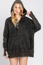 Load image into Gallery viewer, Sewn+Seen Mineral Washed Hoodie Top in Black Shirts &amp; Tops Sewn+Seen   
