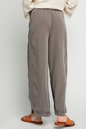 Easel Mineral Washed Wide Leg Pants in Ash Pants Easel   