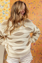 Load image into Gallery viewer, BiBi Textured Geometric Pattern Sweater in Ivory/Taupe Shirts &amp; Tops BiBi   
