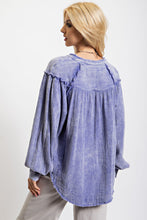 Load image into Gallery viewer, Easel Mineral Washed Cotton Gauze Tunic Top in Lilac Blue Shirts &amp; Tops Easel   
