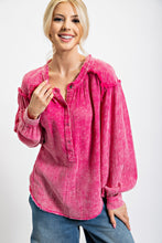 Load image into Gallery viewer, Easel Mineral Washed Cotton Gauze Tunic Top in Magenta Rose Shirts &amp; Tops Easel   
