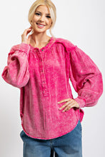 Load image into Gallery viewer, Easel Mineral Washed Cotton Gauze Tunic Top in Magenta Rose Shirts &amp; Tops Easel   

