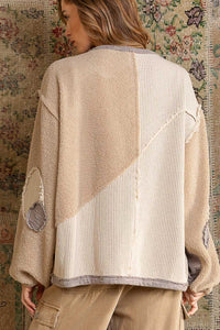 POL 1/2 Zipper Neck Sweater Top in Beige Multi Shirts & Tops POL   