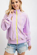 Load image into Gallery viewer, Easel Terry Knit Zip Up Jacket in Lavender Jacket Easel   
